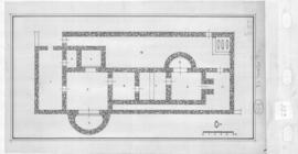 Plan des thermes avec relevé de détails des murs.