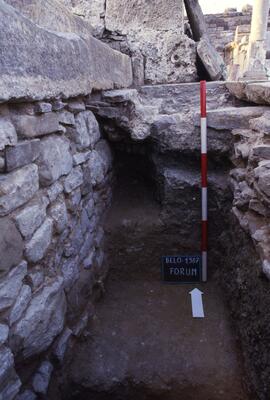 Forum (S. F5)/Sondage forum F5 mur de soutènement de la bordure du forum et fouille sous la canal...