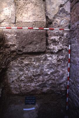 Terrasse Forum (S. T2)/Sondage T2. Mur est de l'escalier d'accès aux temples. Vue de l'est.