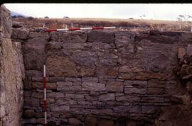 Grande maison du SE. Pièce IV. Mur nord avec trace de sol ancien.