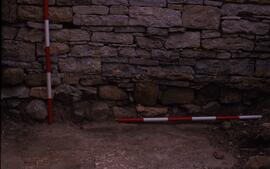 Grande maison du SE. Pièce IV. Mur nord avec trace de sol ancien.