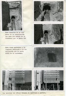 Tres aspectos de la limpieza de la canalización que pasa por debajo de la carretera por la puerta...