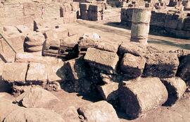 Basilique (colonnes et blocs moulurés effondrés).