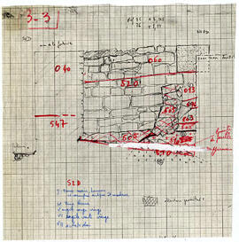 Dossier de préparation à la publication, feuillet de 11 pages. Fig.3. La construction arasée sous...