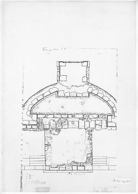 Terrasse Sud des temples, profil base podium + bloc réemploi.