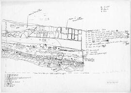 Stratigraphie. Niveau de la base de la moulure du podium du temple C.