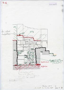 Sondage 4-6, mur Ouest de l'escalier Est. Archéo P 6. Doc IV. Mur Ouest de l'escalier Est.