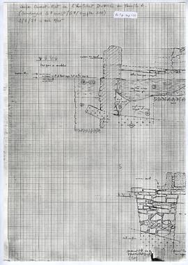 Coupe Ouest-Est de l'habitat Dupré du Temple A. Sondage S 7 ouest/ S7/ crypte S 10.