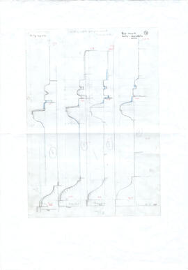Temple A. Profils : - bases pilastres, -podium.